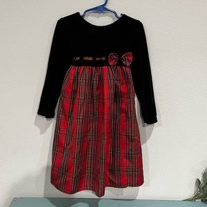 Black plaid with bow Christmas dress
